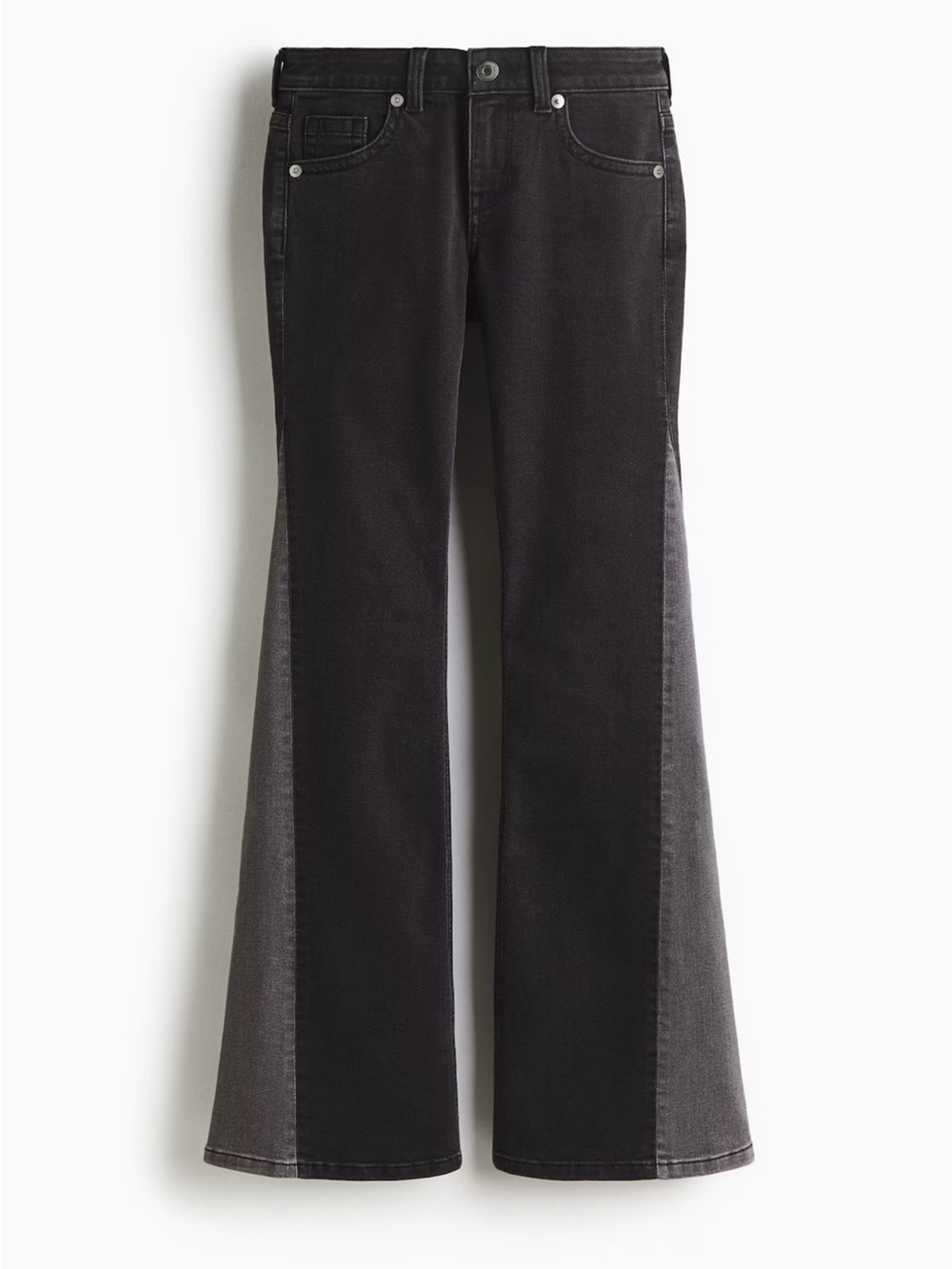H&M Black Flared Low-Rise Jeans with Side Panels